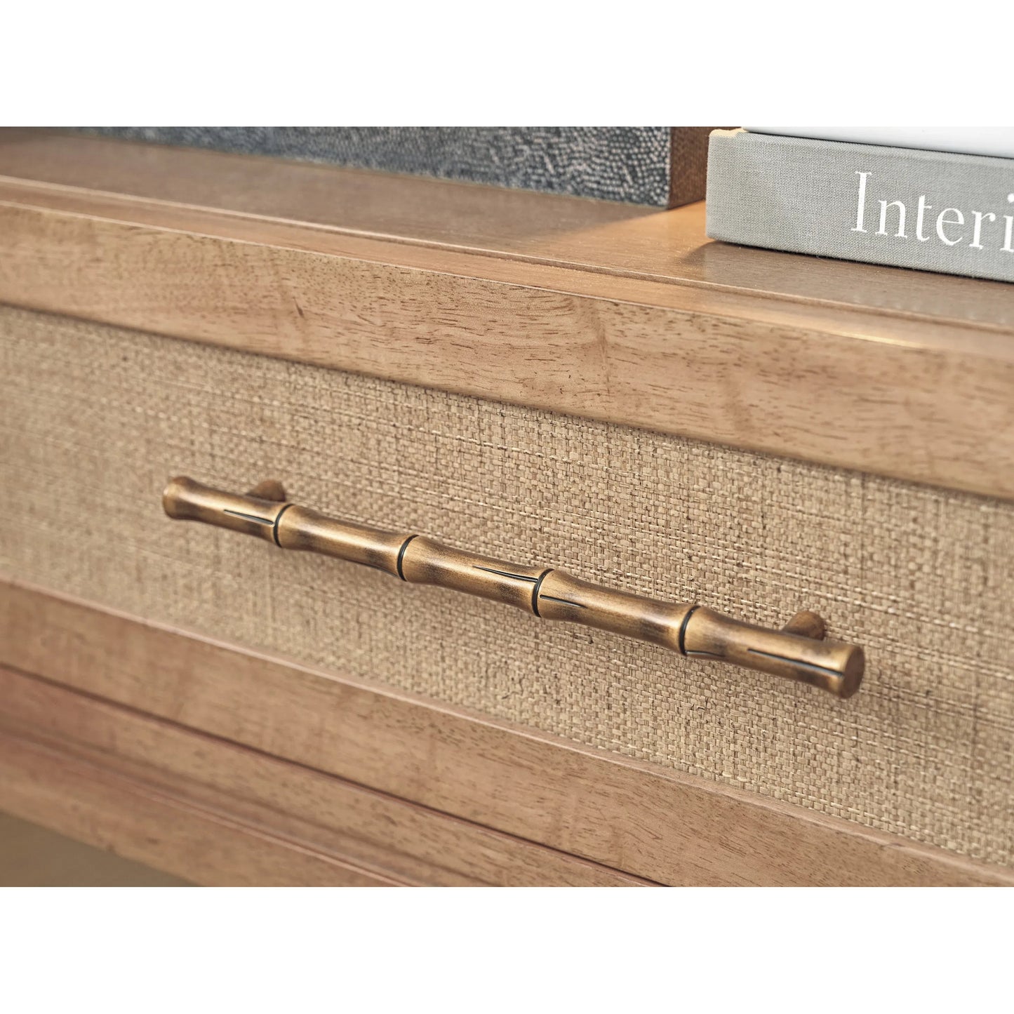 006 SI-2243952 | Closeup | Wynwood Open Nightstand by Tommy Bahama Home in sunwashed. Made from unique in a transitional style.
