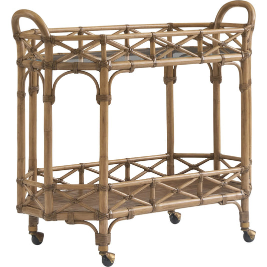 Nautilus Bar Cart by Tommy Bahama Home in sunwashed. Made from unique in a unique style.