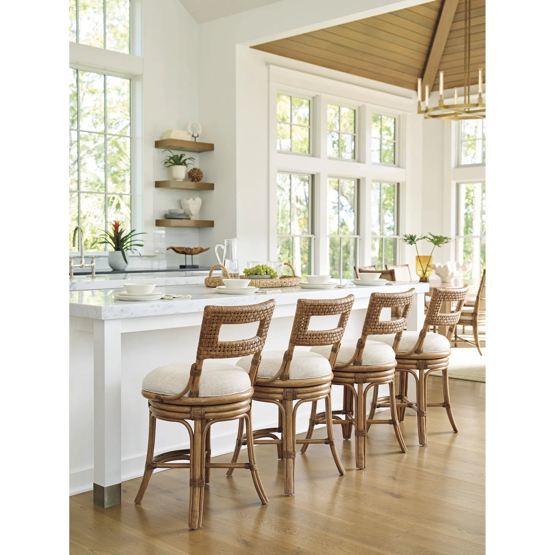 Bay Harbour Swivel Counter Stool by Tommy Bahama Home in sunwashed. Made from unique in a rustic style.