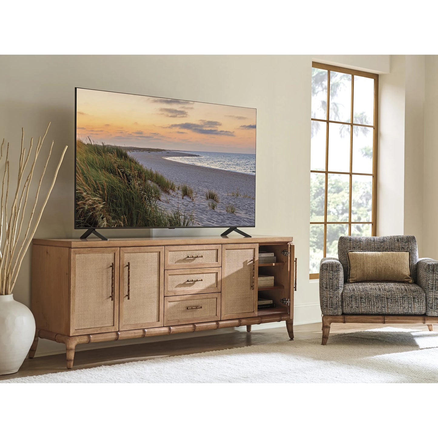 004 SI-2243965 | Additional Silo | Commodore Media Console by Tommy Bahama Home in sunwashed. Made from unique in a unique style.