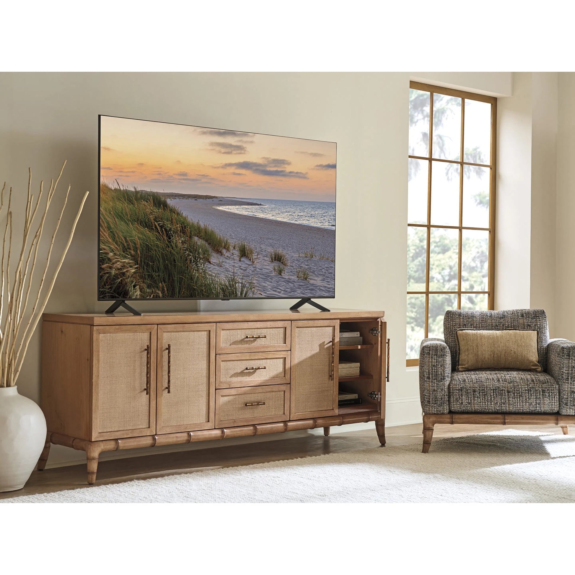 Commodore Media Console by Tommy Bahama Home in sunwashed. Made from unique in a unique style.