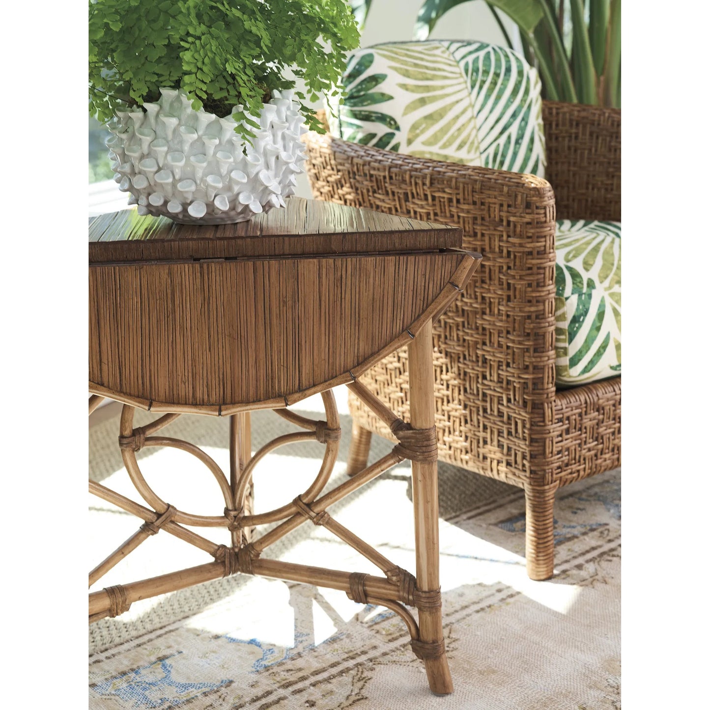 011 SI-2243972 | Closeup | Palm Island Drop-Leaf Accent Table by Tommy Bahama Home in sunwashed. Made from unique in a unique style.