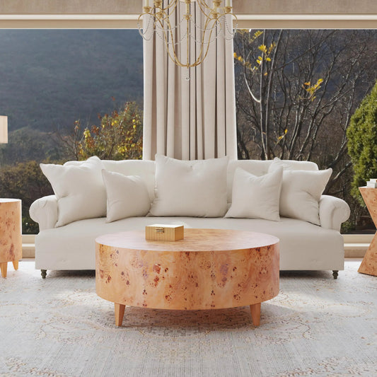 Billie Coffee Table by Butler Specialty Company. Made from mindi wood, mappa burl veneer, mdf, mixed wood in a unique style.