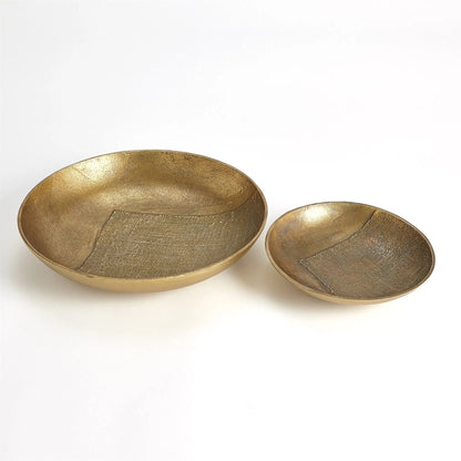 Linen Medium Round Tray by Global Views in sand and brass. Made from unique in a modern style.