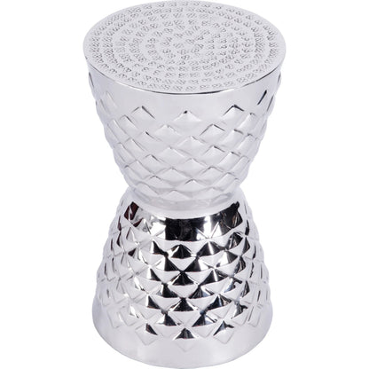 Hudson Drum End Table by Butler Specialty Company in silver. Made from aluminum in a modern style.