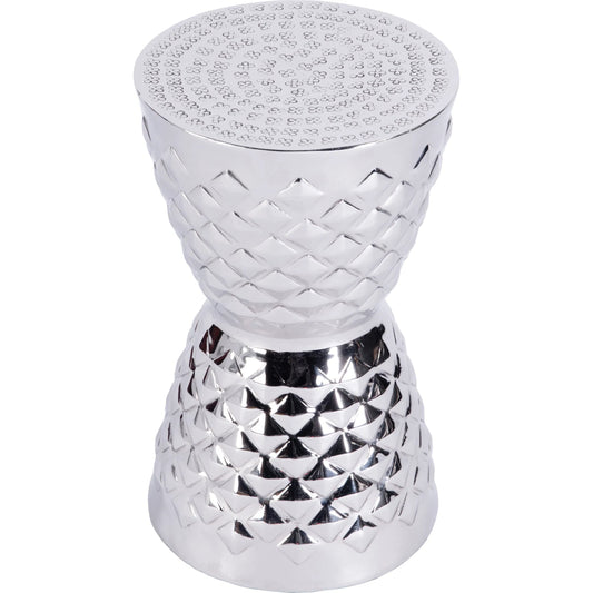 Hudson Drum End Table by Butler Specialty Company in silver. Made from aluminum in a unique style.