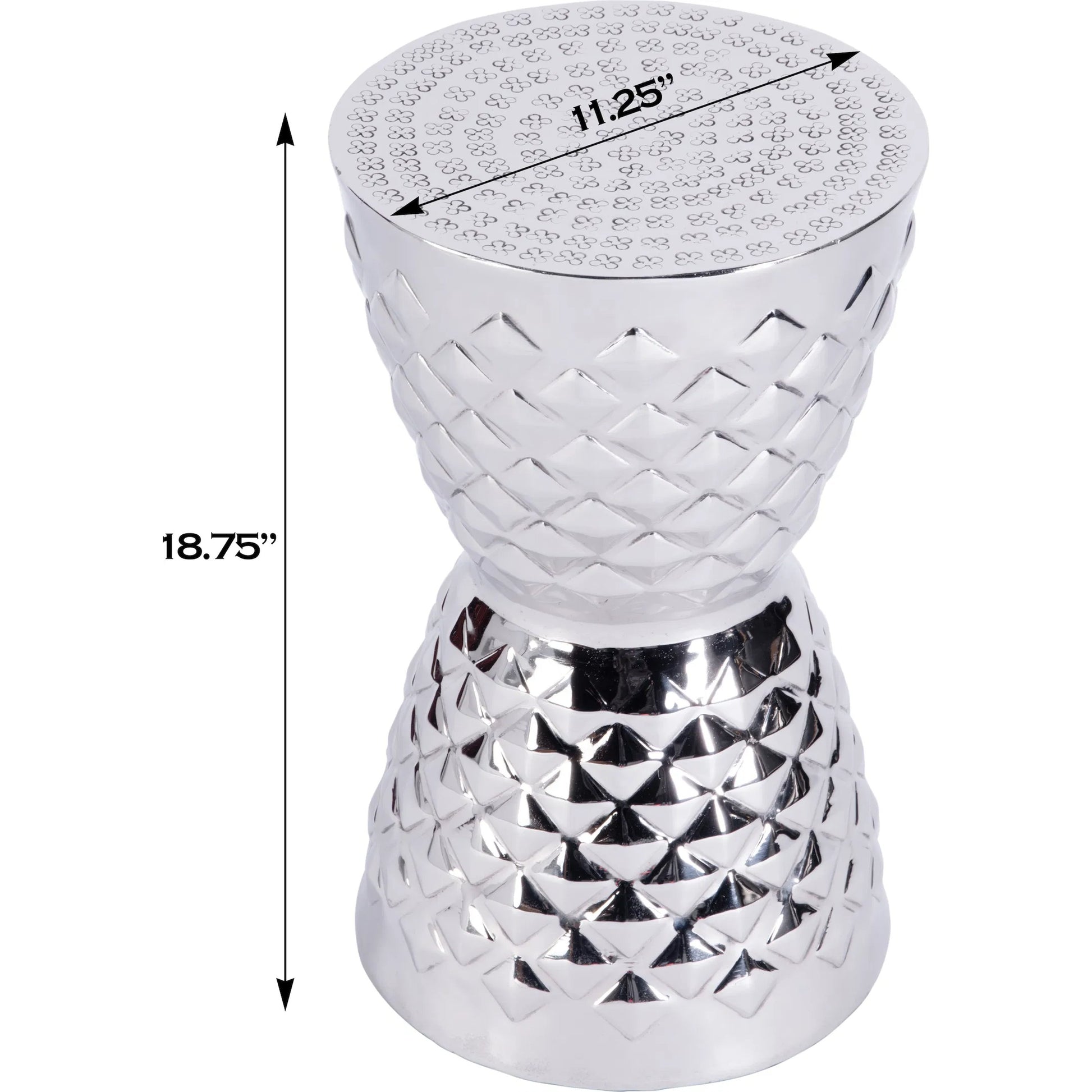 Hudson Drum End Table by Butler Specialty Company in silver. Made from aluminum in a modern style.