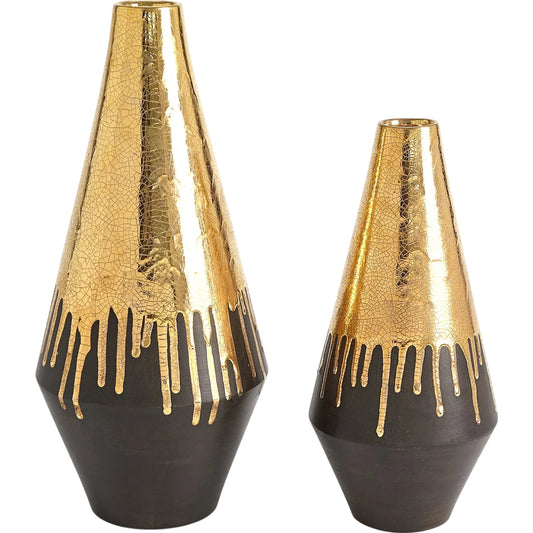 Gold Drip Vase by Global Views in gold. Made from unique in a modern style.