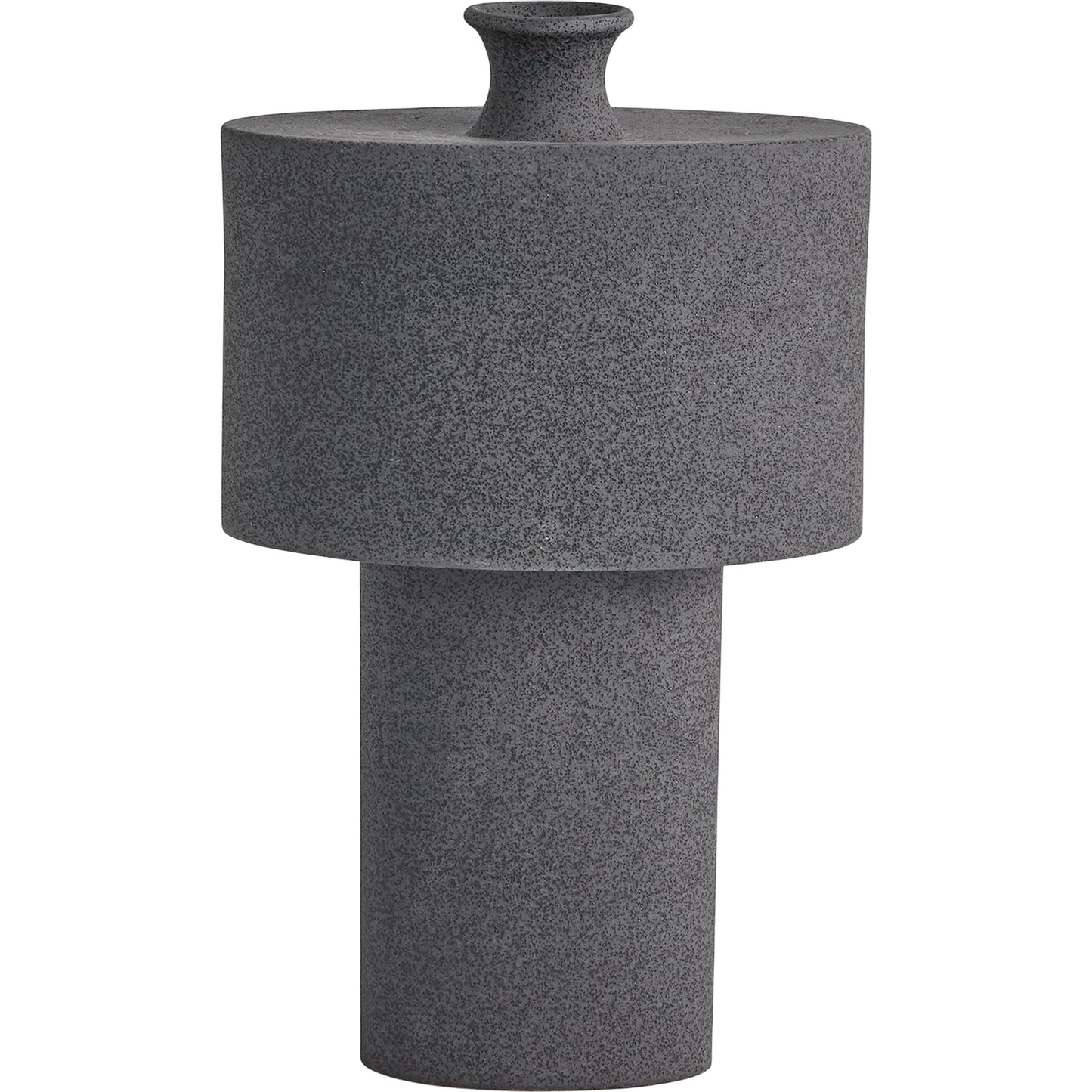 000 SI-2445647 | Primary Silo | Folk Oval Drum Vase by Global Views in black stone. Made from earthenware in a modern style.