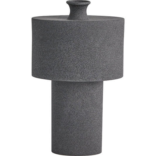Folk Oval Drum Vase by Global Views in black stone. Made from earthenware in a modern style.