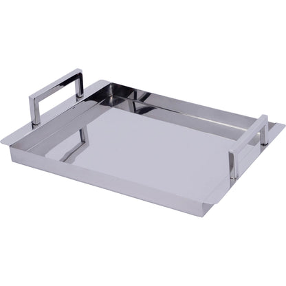 Eva Serving Tray by Butler Specialty Company in silver. Made from stainless steel in a modern style.