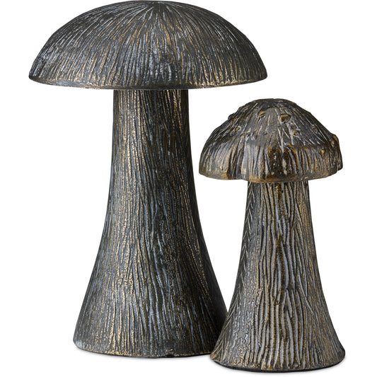 Porcino Set by Currey and Company in antique brass. Made from cast aluminum in a modern style.