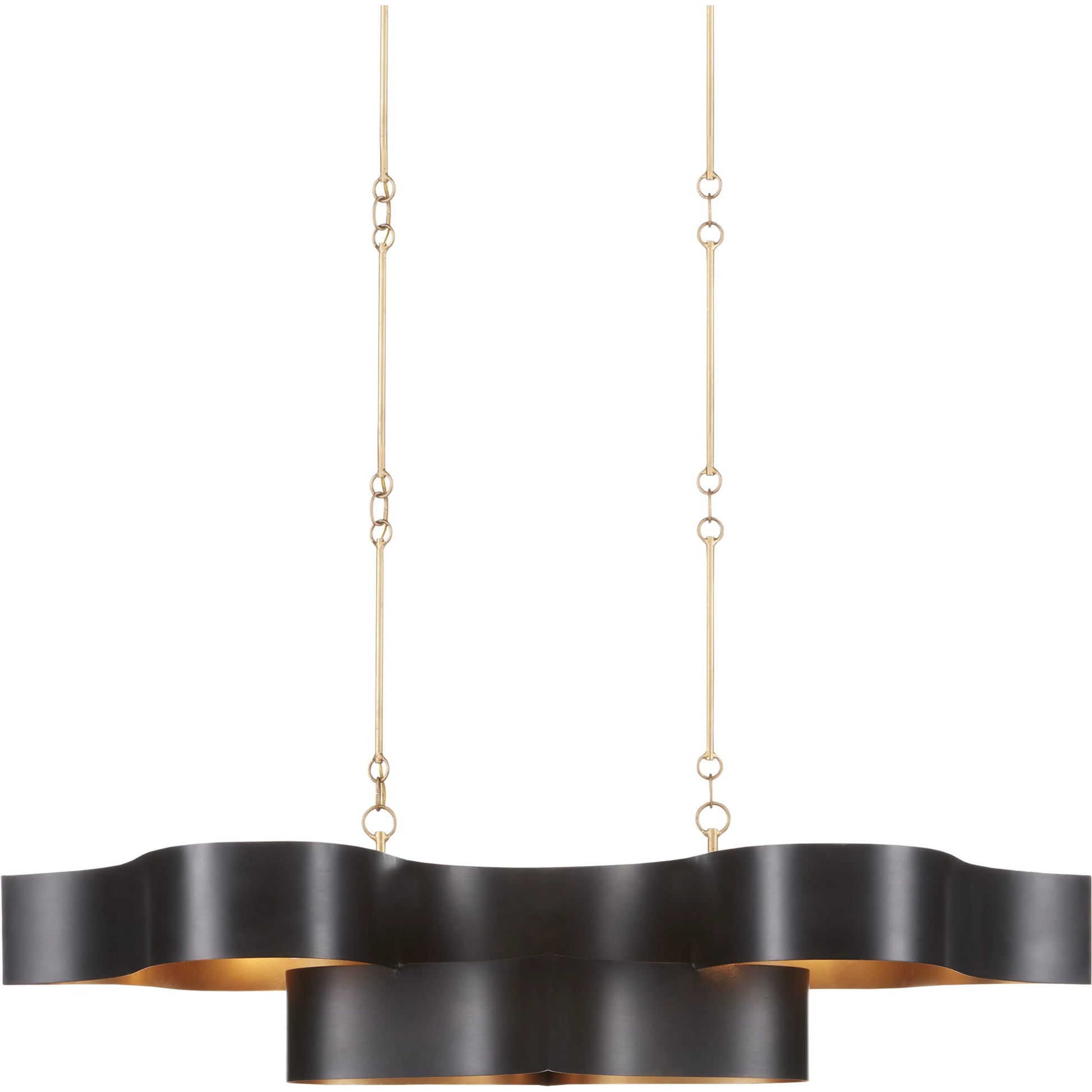 Grand Lotus Oval Chandelier by Currey and Company. Made from wrought iron in a modern style.