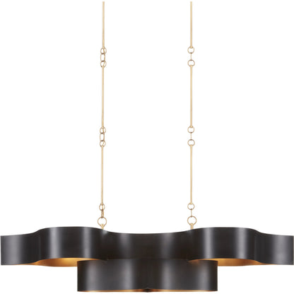 Grand Lotus Oval Chandelier by Currey and Company. Made from wrought iron in a modern style.