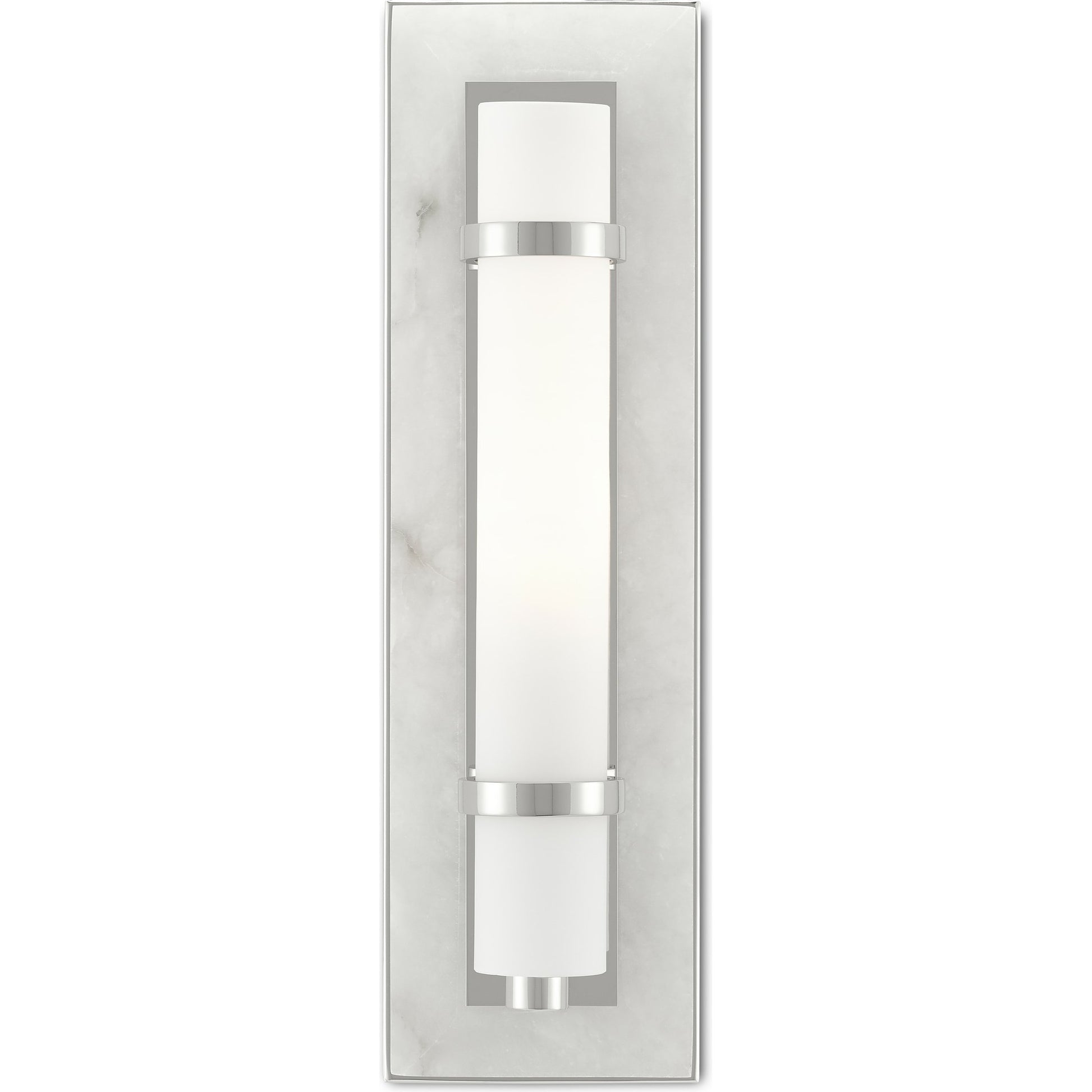 Bruneau Wall Sconce by Currey and Company. Made from alabaster, steel, glass in a modern style.