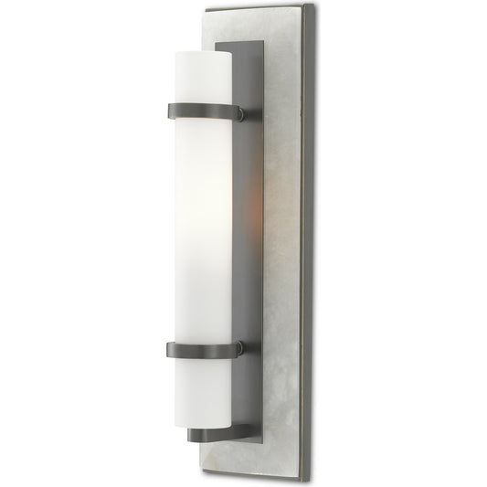 Bruneau Wall Sconce by Currey and Company. Made from alabaster, steel, glass in a modern style.
