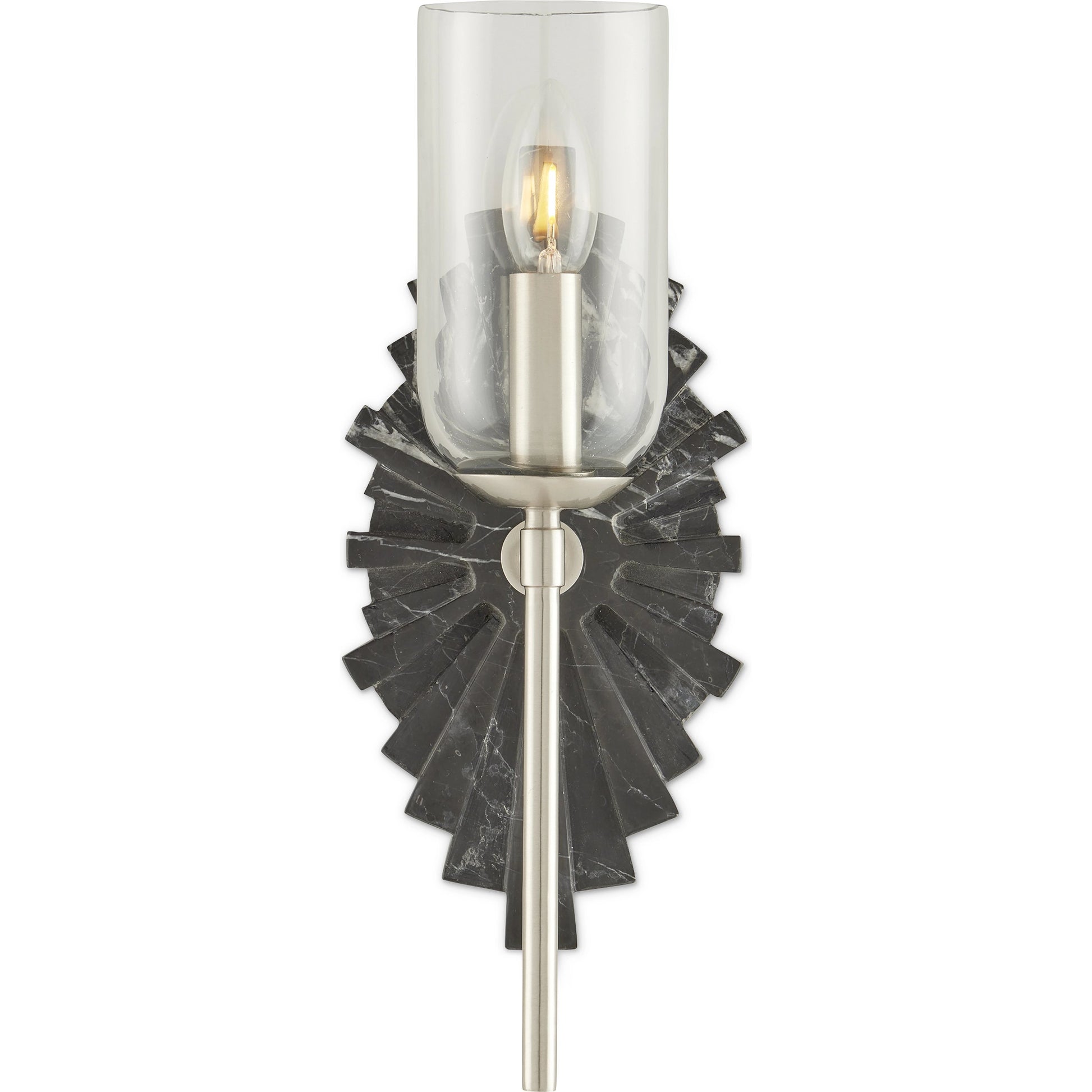 Benthos Wall Sconce by Currey and Company. Made from marble, stainless steel, glass in a modern style.