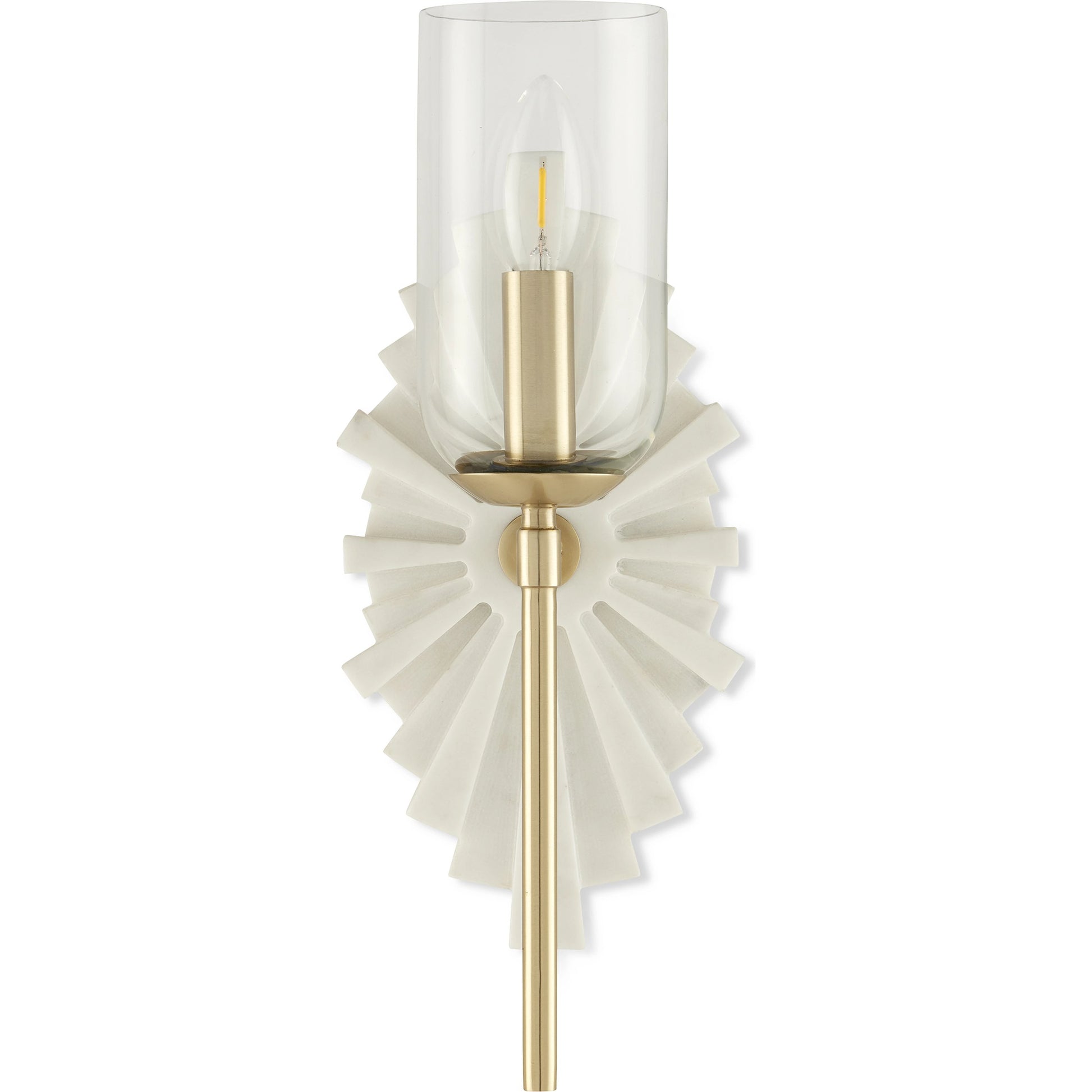 Benthos Wall Sconce by Currey and Company. Made from marble, stainless steel, glass in a modern style.