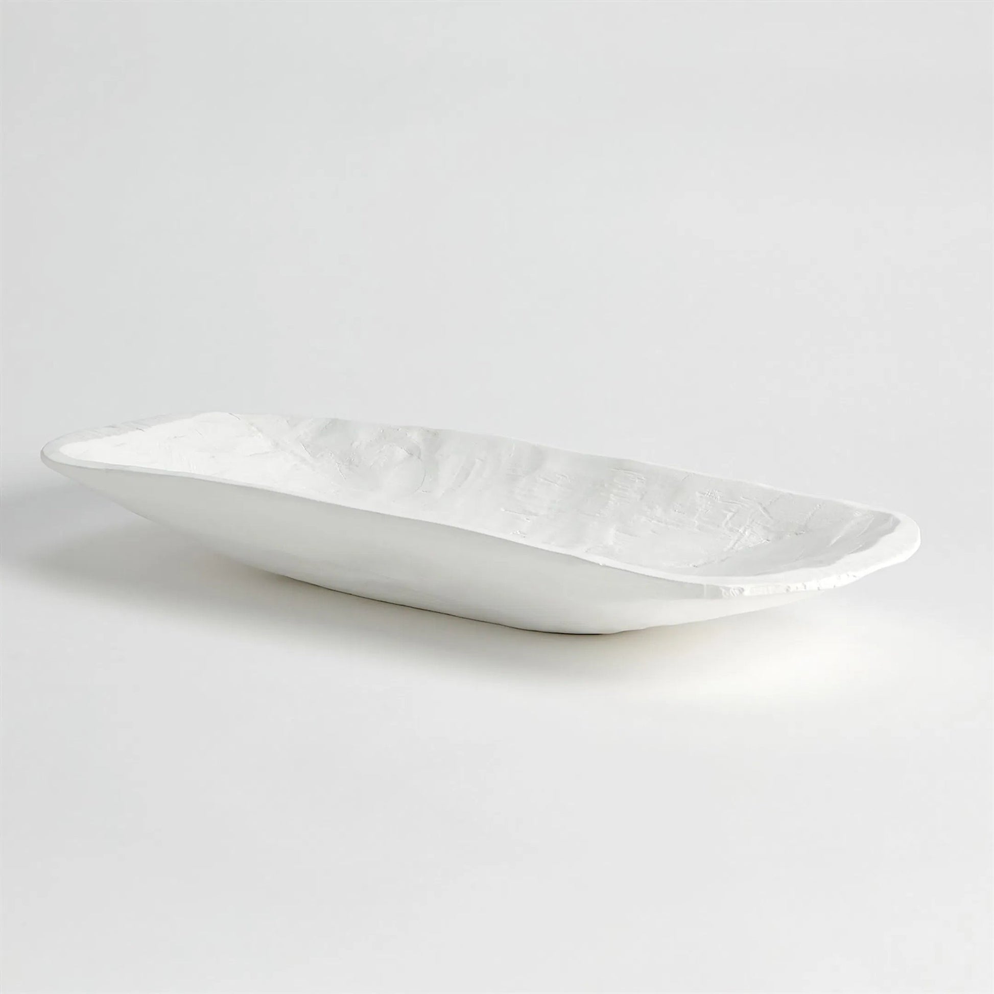 Faux Timber Rectangular Bowl by Global Views in matte white. Made from unique in a modern style.