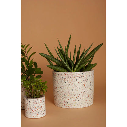 Terrazzo Pot by Accent Decor in white. Made from natural stone in a modern style.