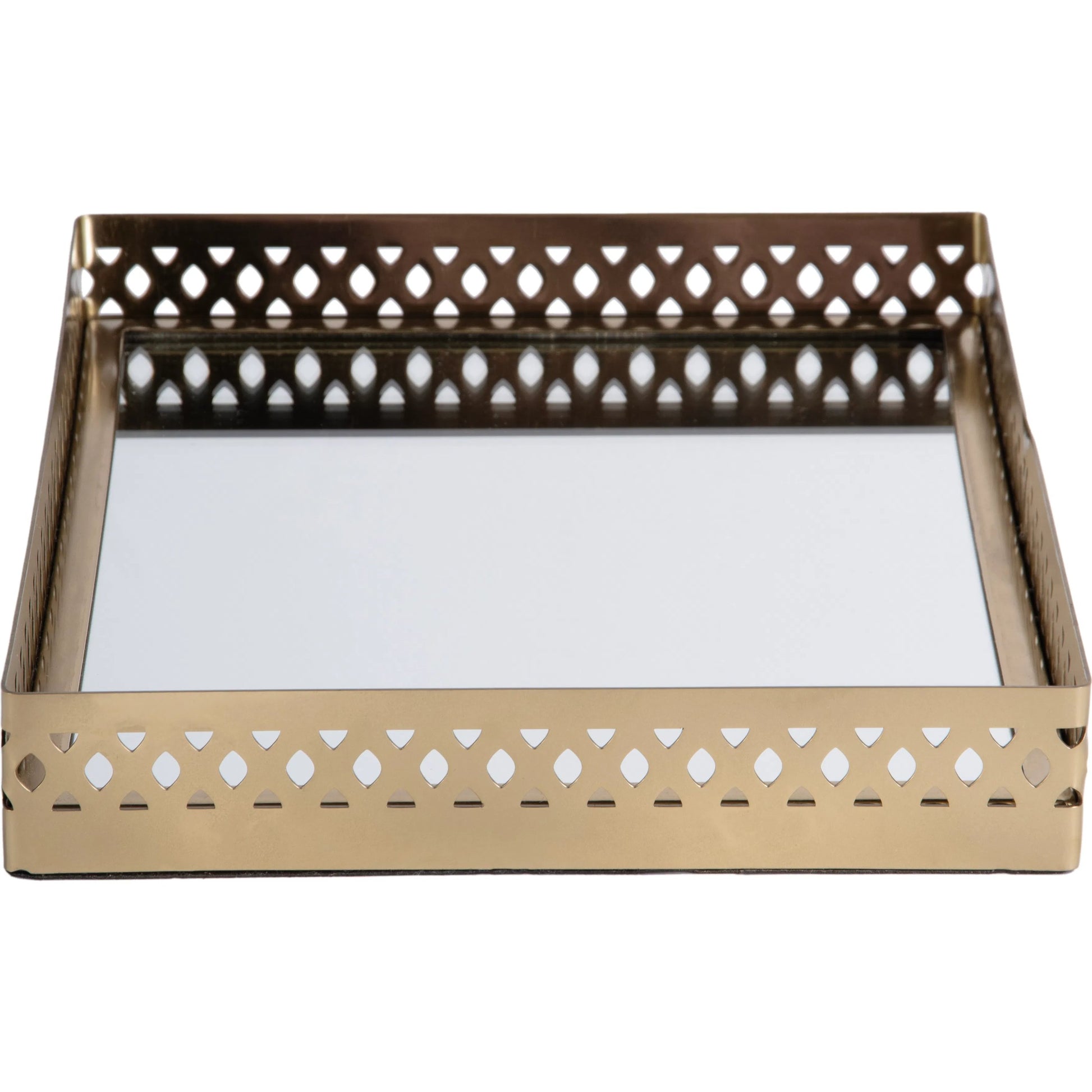 Lamont Serving Tray by Butler Specialty Company in gold. Made from stainless steel, glass in a modern style.