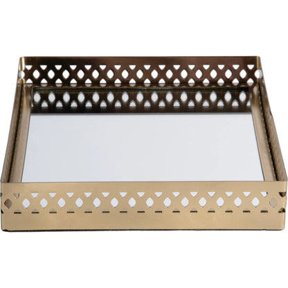 Lamont Serving Tray by Butler Specialty Company in gold. Made from stainless steel, glass in a modern style.