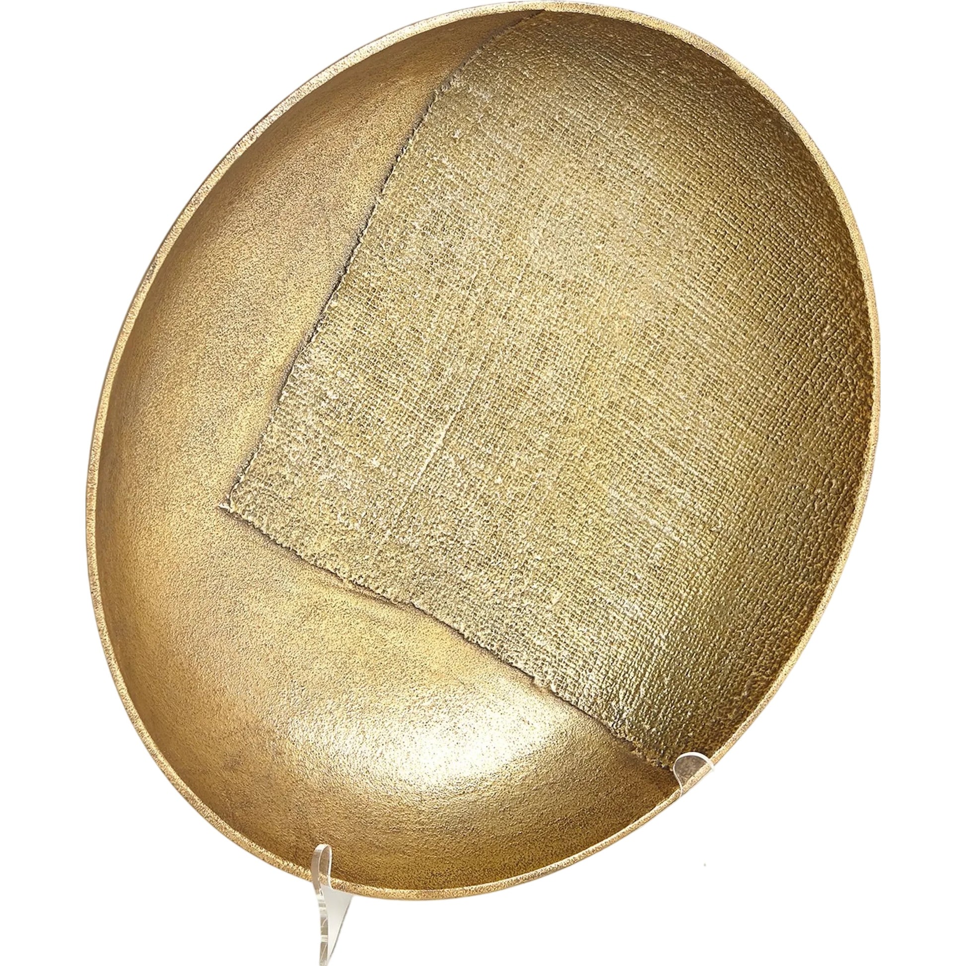 Linen Large Round Tray by Global Views in sand and brass. Made from unique in a modern style.