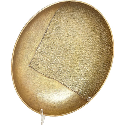 Linen Large Round Tray by Global Views in sand and brass. Made from unique in a modern style.