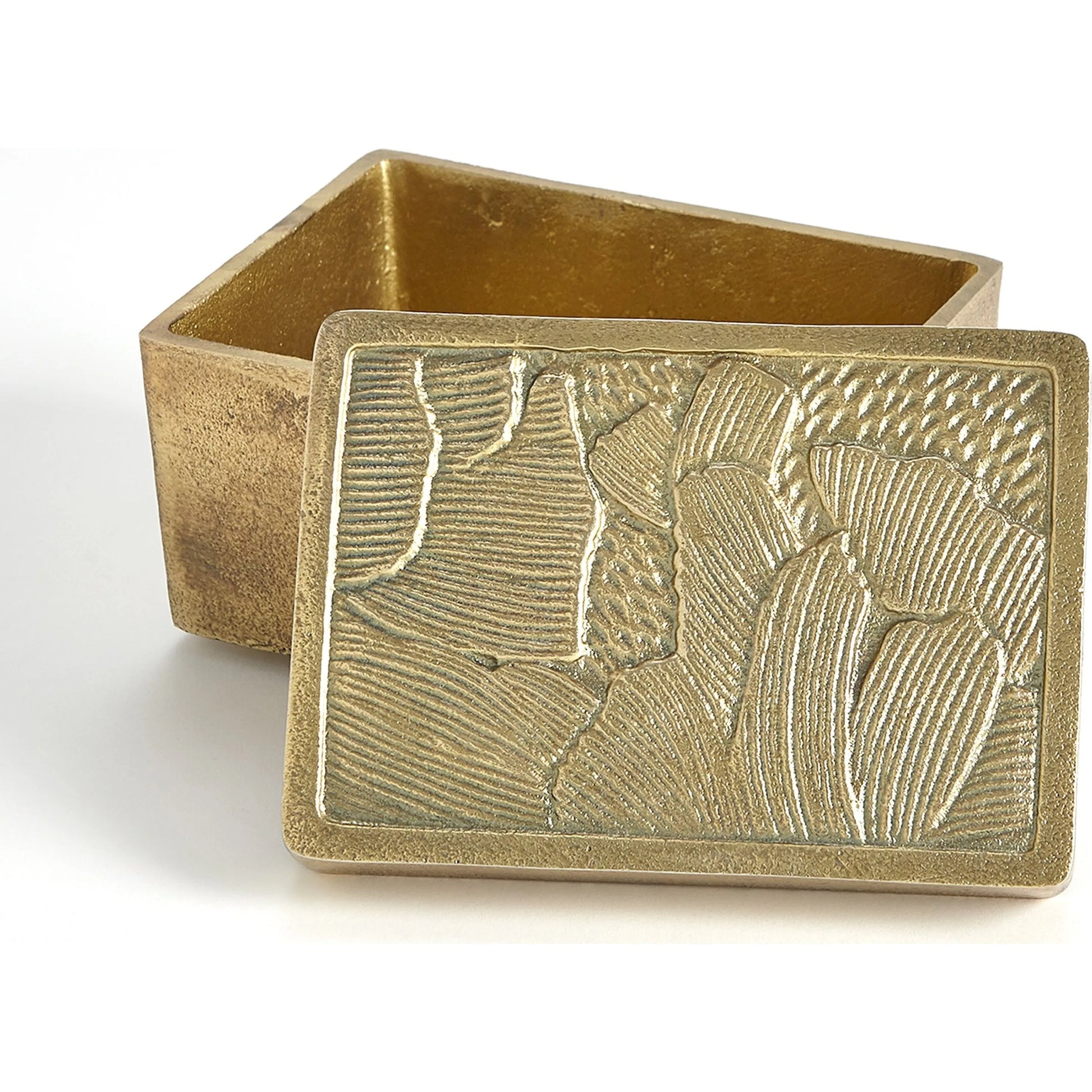 Flora Box by Global Views in antique brass. Made from aluminium in a rustic style.