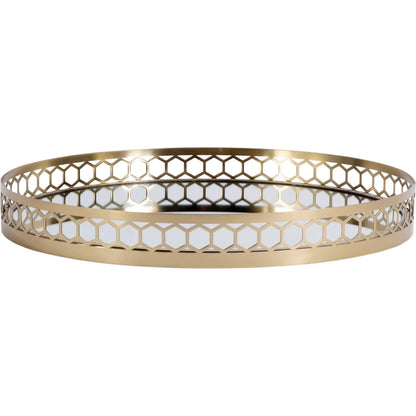 Geneva Serving Tray by Butler Specialty Company in gold. Made from stainless steel, glass in a unique style.