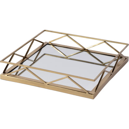 Lydon Serving Tray by Butler Specialty Company in gold. Made from stainless steel, glass in a modern style.