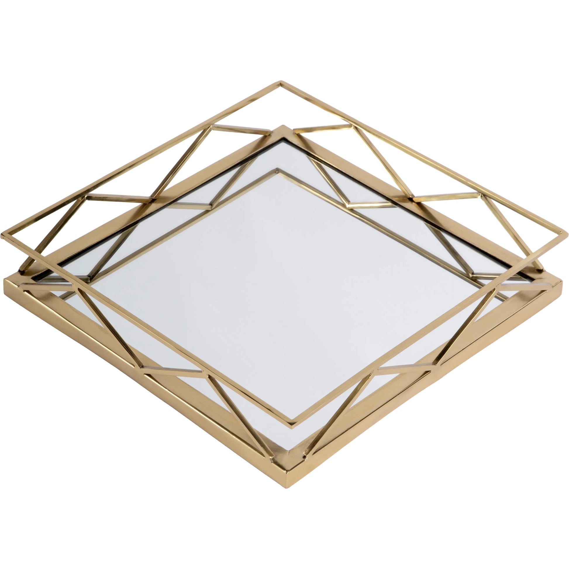Lydon Serving Tray by Butler Specialty Company in gold. Made from stainless steel, glass in a modern style.