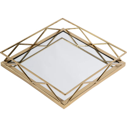 Lydon Serving Tray by Butler Specialty Company in gold. Made from stainless steel, glass in a modern style.