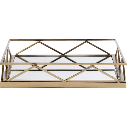 Lydon Serving Tray by Butler Specialty Company in gold. Made from stainless steel, glass in a modern style.