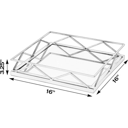 Lydon Serving Tray by Butler Specialty Company in gold. Made from stainless steel, glass in a modern style.