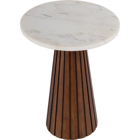 Dara Marble & Wood Side Table by Butler Specialty Company in brown. Made from mango, marble, iron in a unique style.