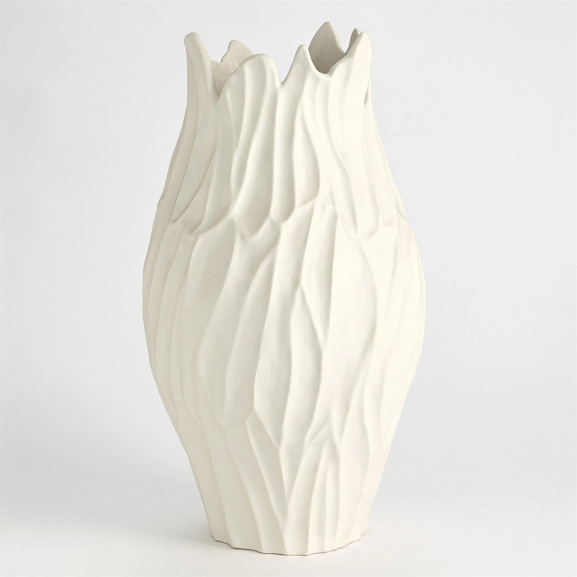 Bloom Round Vase by Global Views in matte white. Made from unique in a modern style.