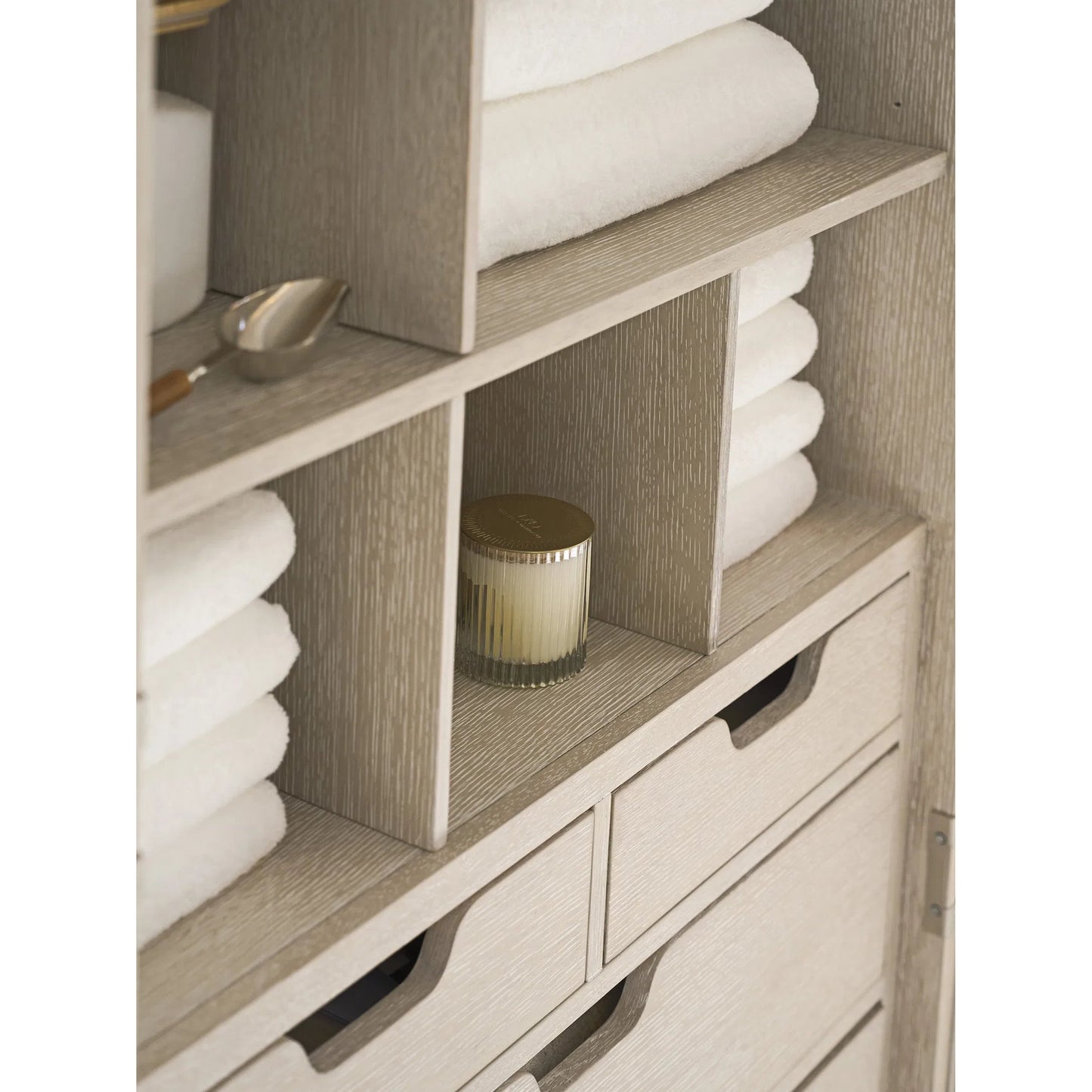 004 SI-2626535 | Closeup | Tamara Tall Chest by Tommy Bahama Home. Made from wood in a unique style.