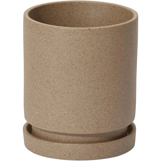 Imogen Pot with Saucer by Accent Decor in tan. Made from ceramic in a modern style.