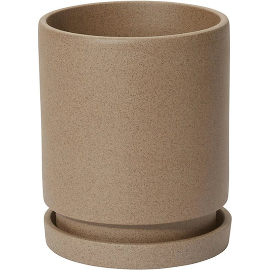 Imogen Pot with Saucer by Accent Decor in tan. Made from ceramic in a modern style.