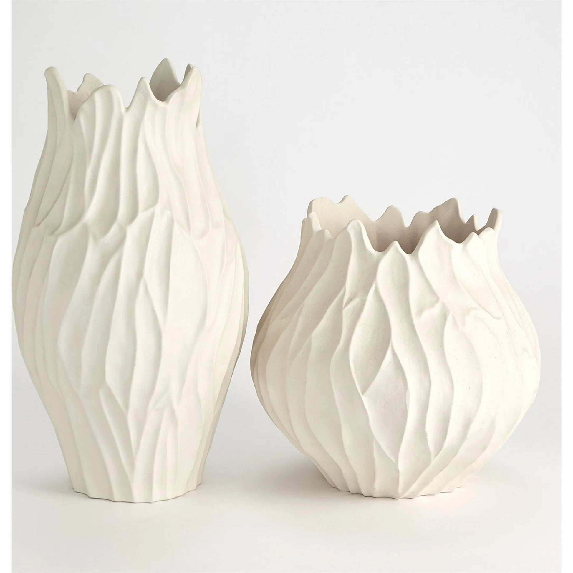 Bloom Round Vase by Global Views in matte white. Made from unique in a modern style.
