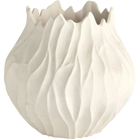 Bloom Round Vase by Global Views in matte white. Made from unique in a modern style.