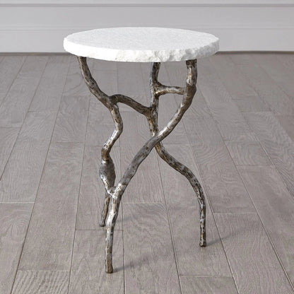 Root Table by Global Views. Made from cast iron, iron, honed white marble in a modern style.