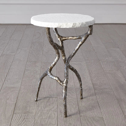 Root Table by Global Views. Made from cast iron, iron, honed white marble in a modern style.