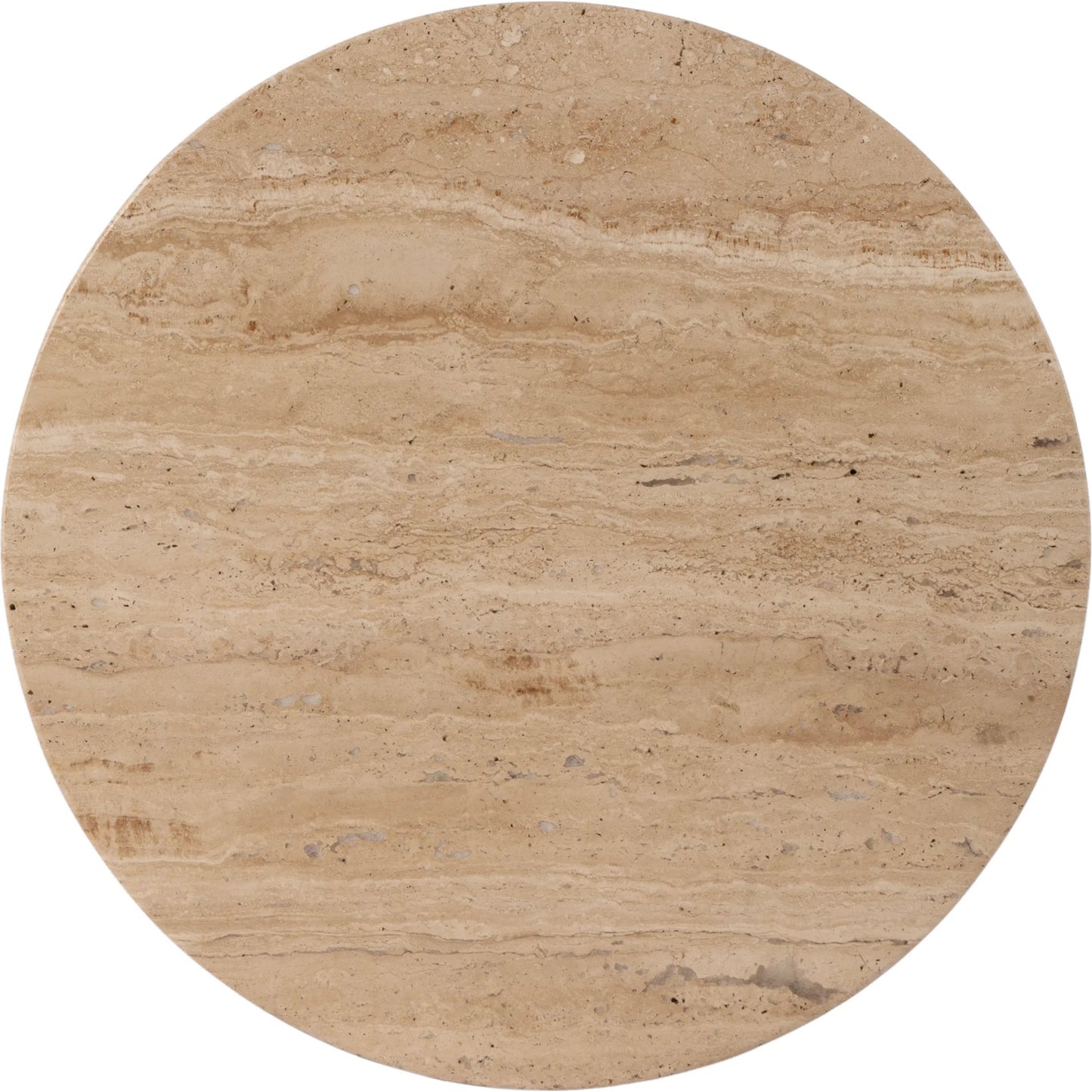 005 SI-2334013 | Closeup | Ruby Fluted Round Side Table by Butler Specialty Company in brown. Made from mango solids, travertine stone in a transitional style.