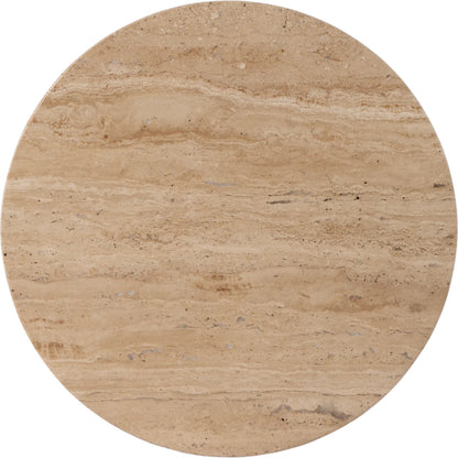 Ruby Fluted Round Side Table by Butler Specialty Company in brown. Made from mango solids, travertine stone in a transitional style.