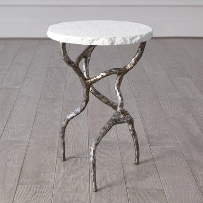 Root Table by Global Views. Made from cast iron, iron, honed white marble in a modern style.