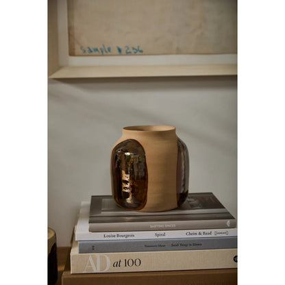 Bronze Brushstroke Vase by Accent Decor in brown. Made from ceramic in a rustic style.
