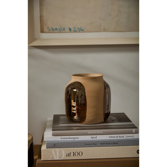 Bronze Brushstroke Vase by Accent Decor in brown. Made from ceramic in a rustic style.