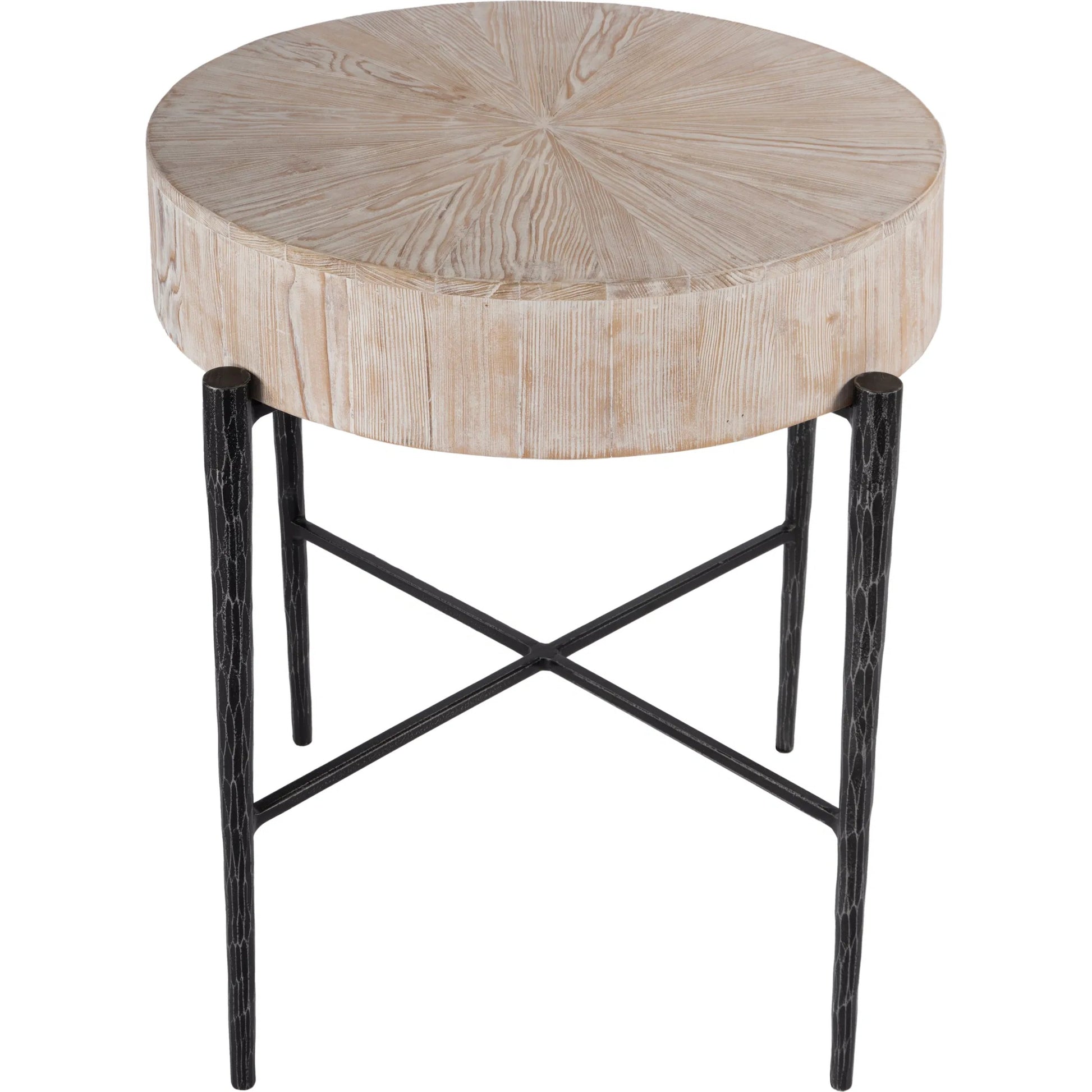 Akemi Wood Side Table by Butler Specialty Company in light brown. Made from iron, mango solids in a transitional style.